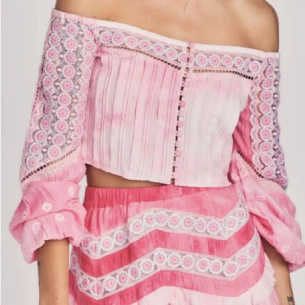 LoveShackFancy Perris Pink Zinnia Crop Top - Sz 6 - Picture 1 of 6